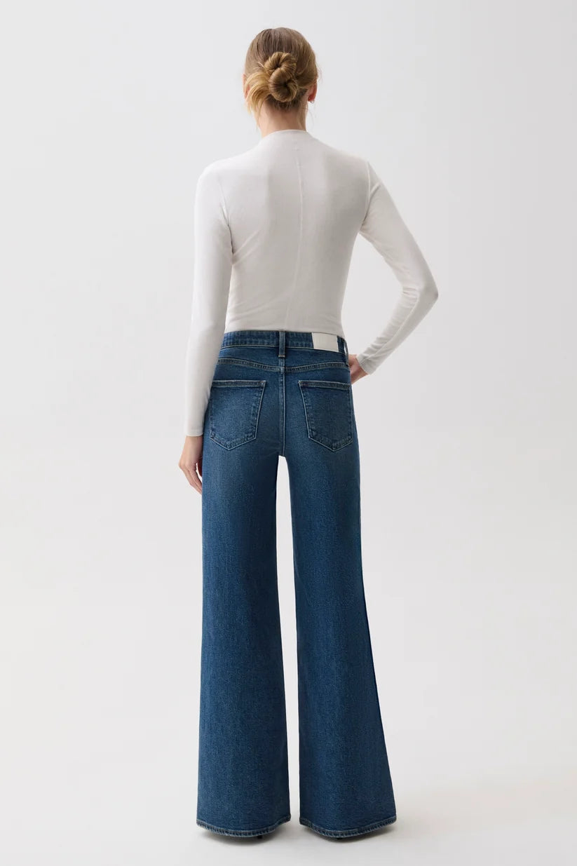 Pistola Vivian Mid Rise Wide Leg Jeans - Blue Depths