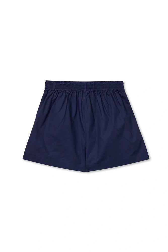 perfectwhitetee Julie Poplin Linen Shorts -Navy