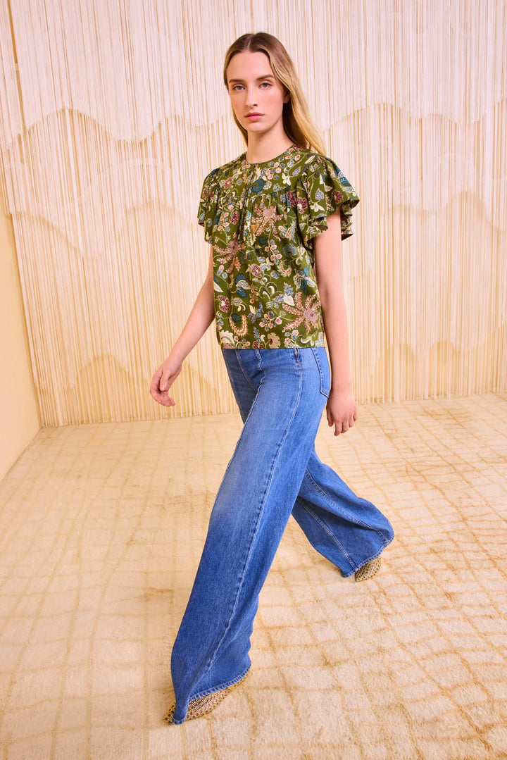 Ulla Johnson Perline Flutter Sleeve Blouse