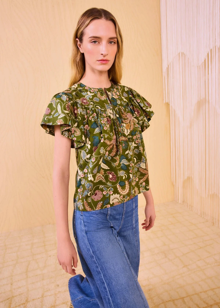 Ulla Johnson Perline Flutter Sleeve Blouse