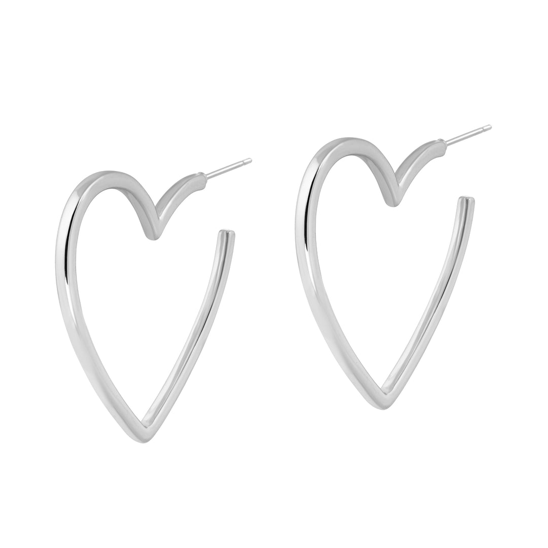 Electric Picks Heart Hoops Silver