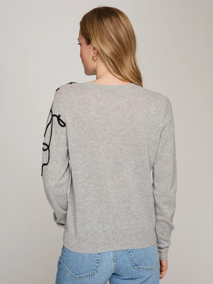 Autumn Cashere Floral Applique Crew