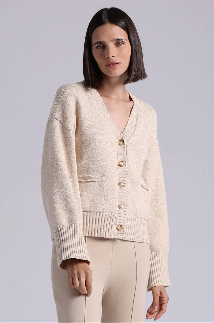 Minnie Rose Luxe Cotton Blend V Neck Cardigan