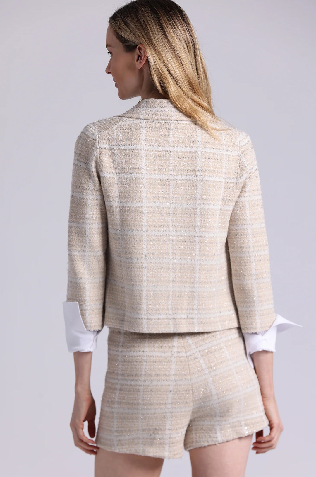 Minnie Rose Sparkle Tweed Shrunken Blazer