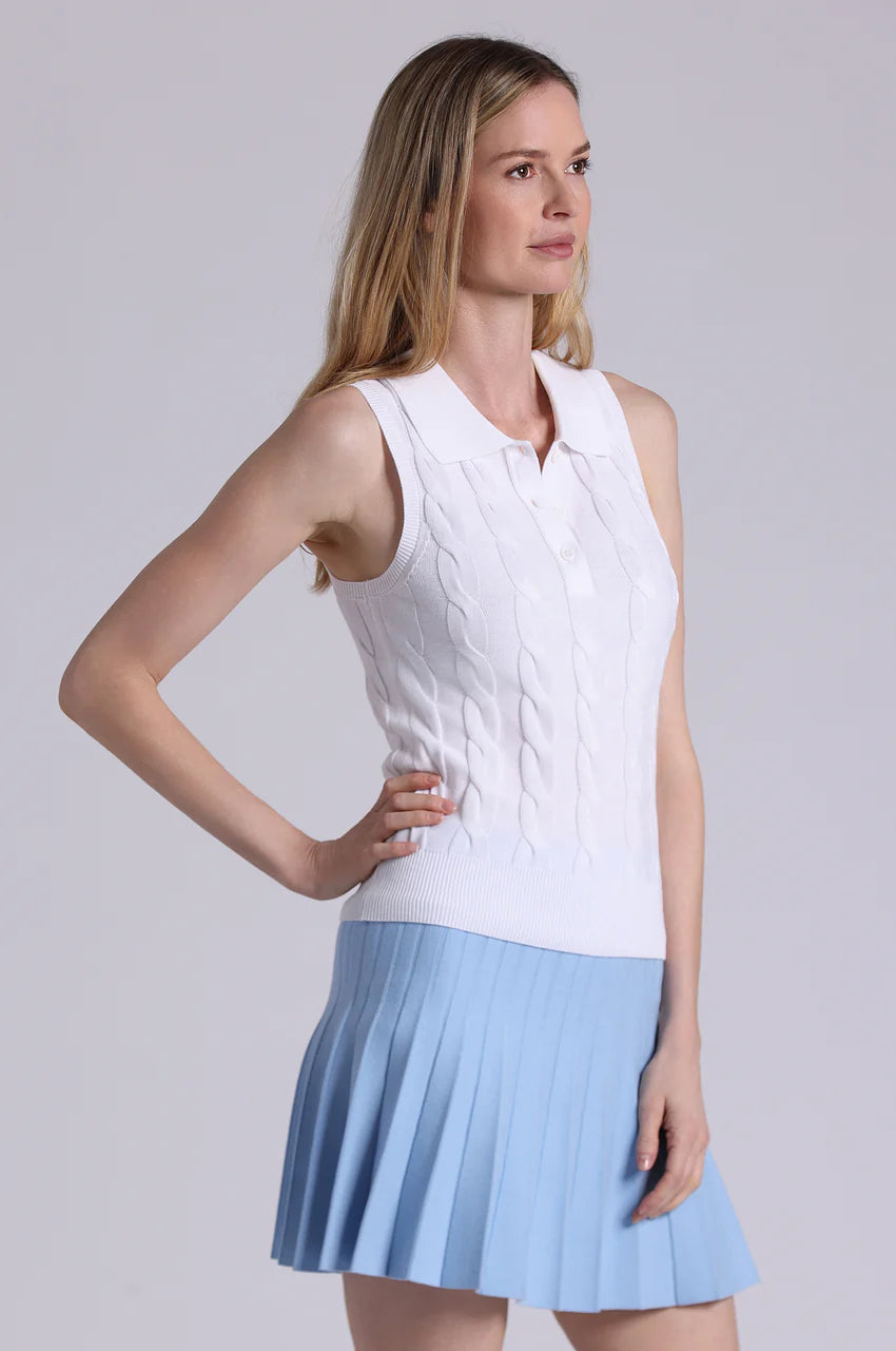 Minnie Rise Cotton Sleeveless Cable Polo