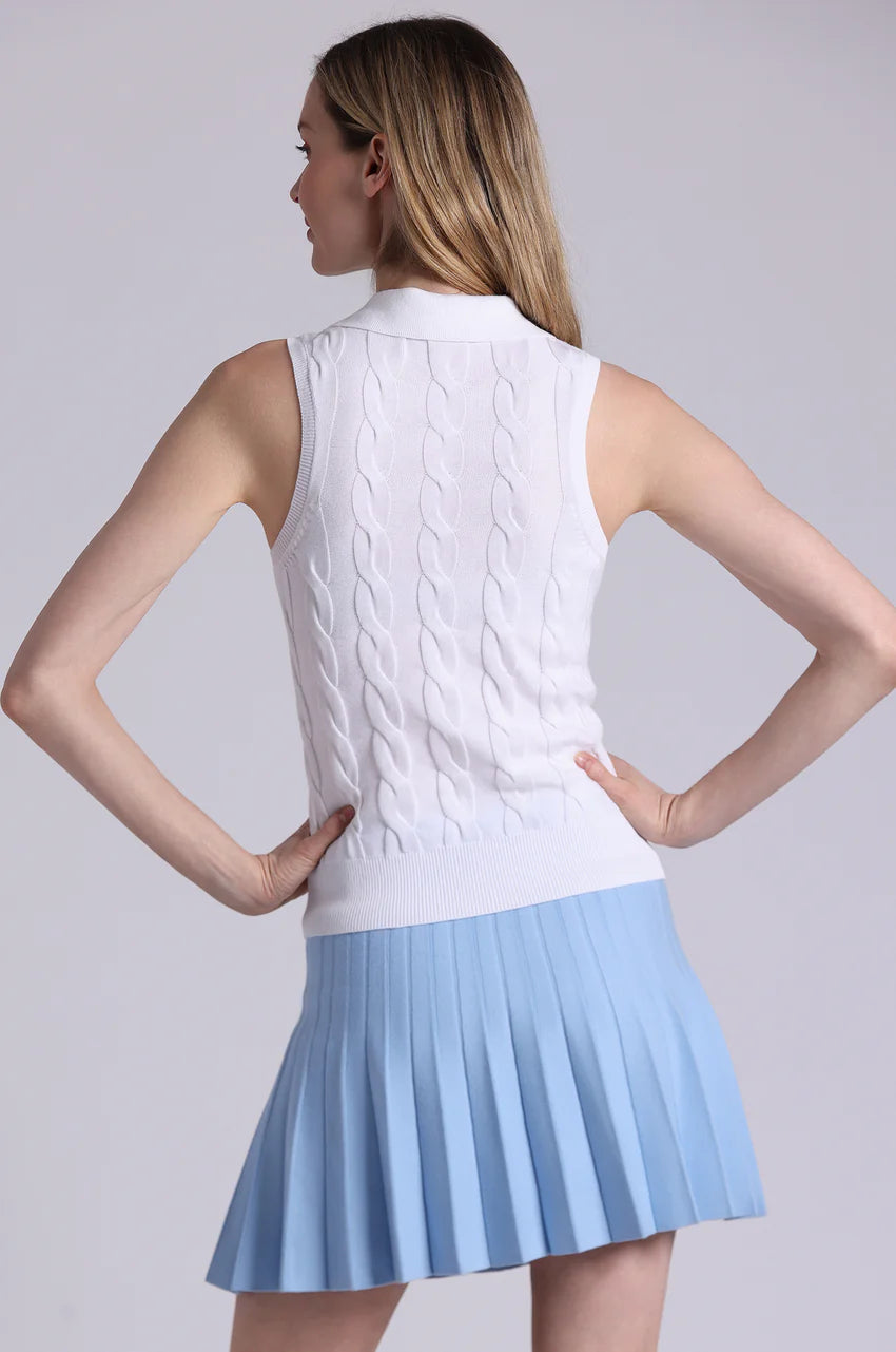 Minnie Rise Cotton Sleeveless Cable Polo