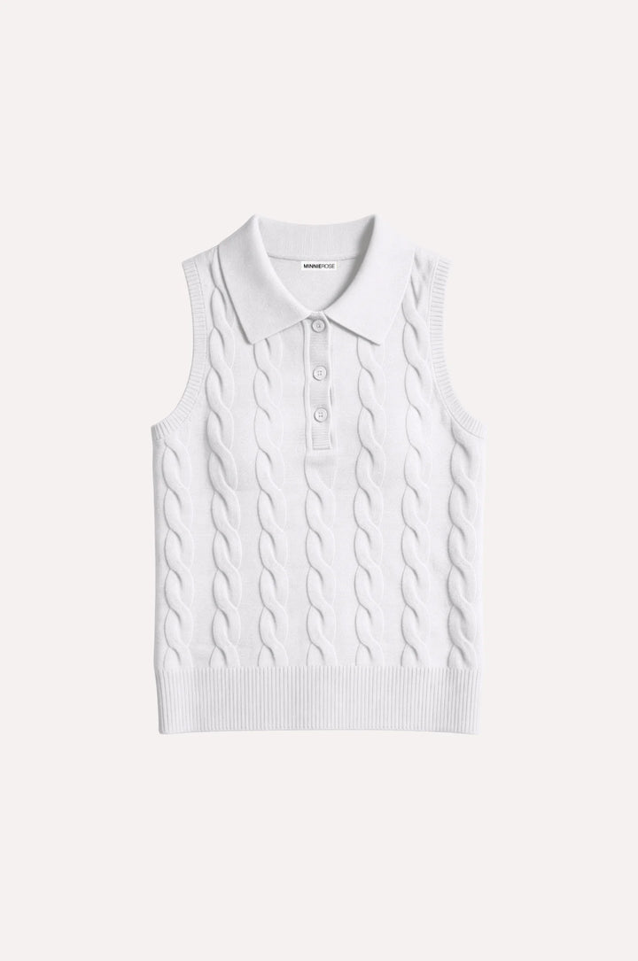 Minnie Rise Cotton Sleeveless Cable Polo