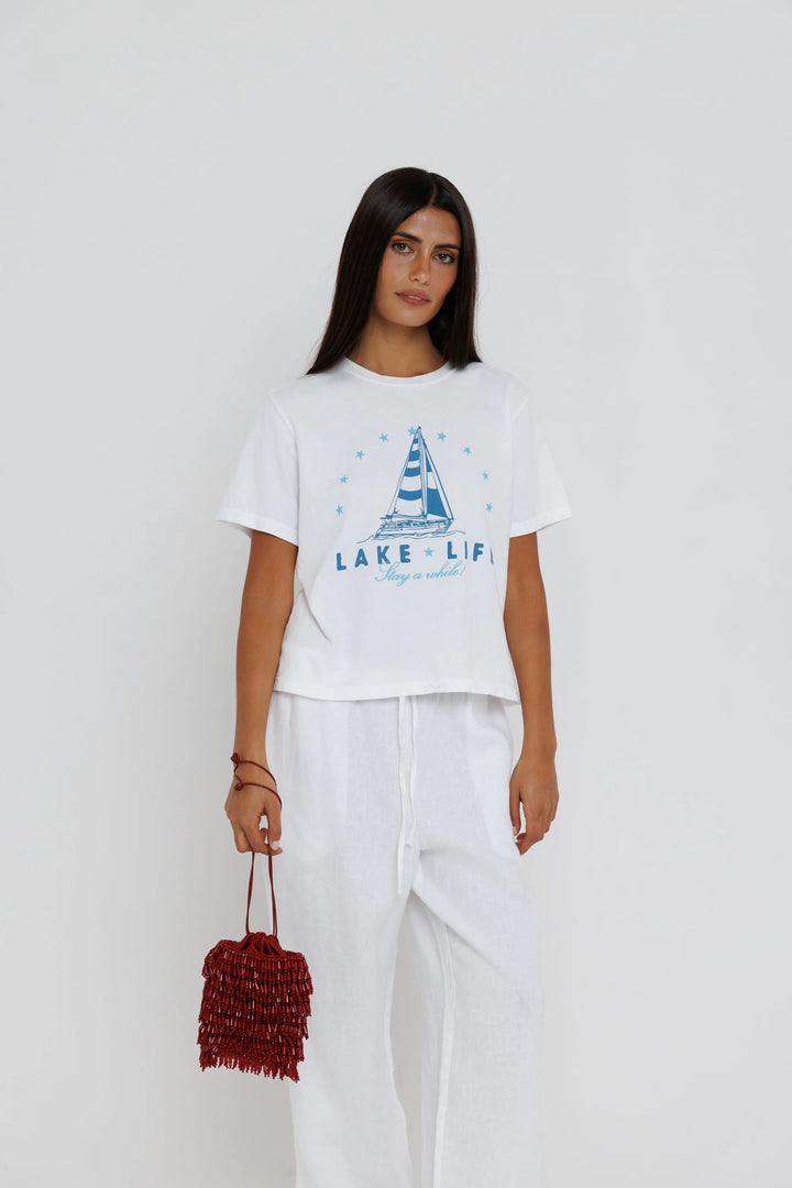 Sunny Somewhere Lake Life Sailboat Everyday Tee
