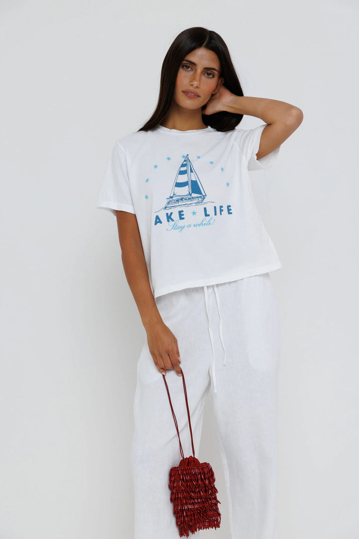 Sunny Somewhere Lake Life Sailboat Everyday Tee