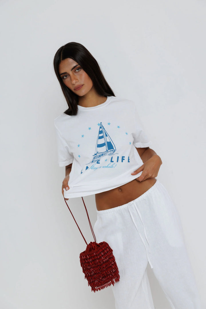 Sunny Somewhere Lake Life Sailboat Everyday Tee