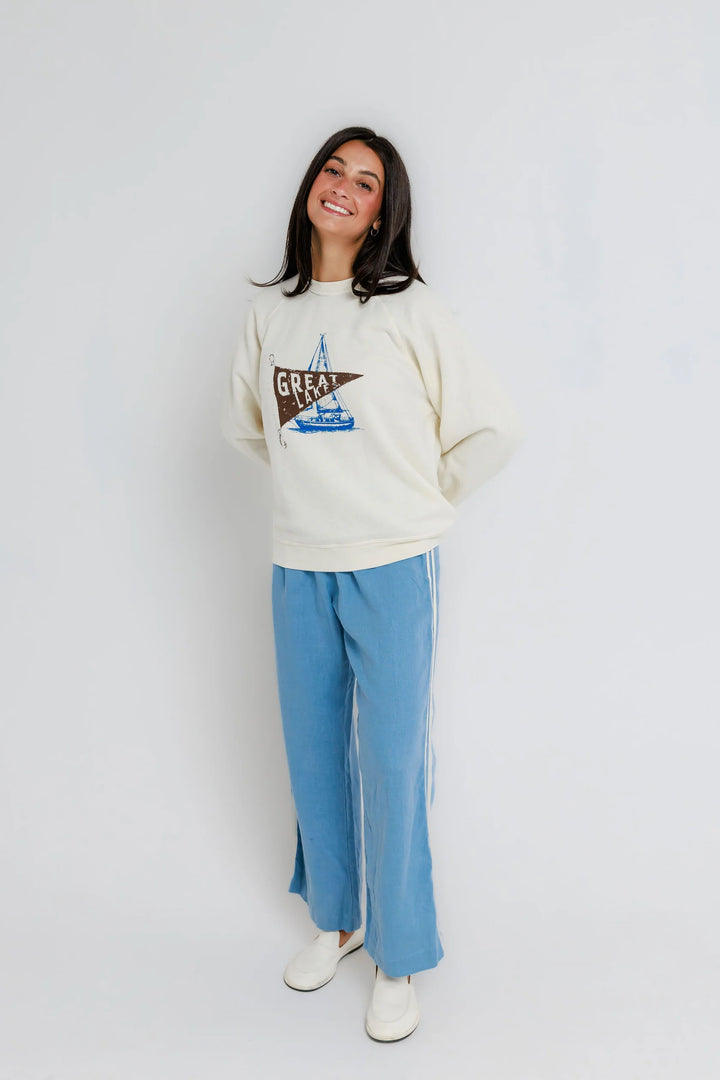 Sunny Somewhere Great Lakes Raglan Crew