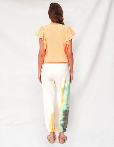 Sundry Amour Flounce Short Sleeve Shirt in Pigment Melon