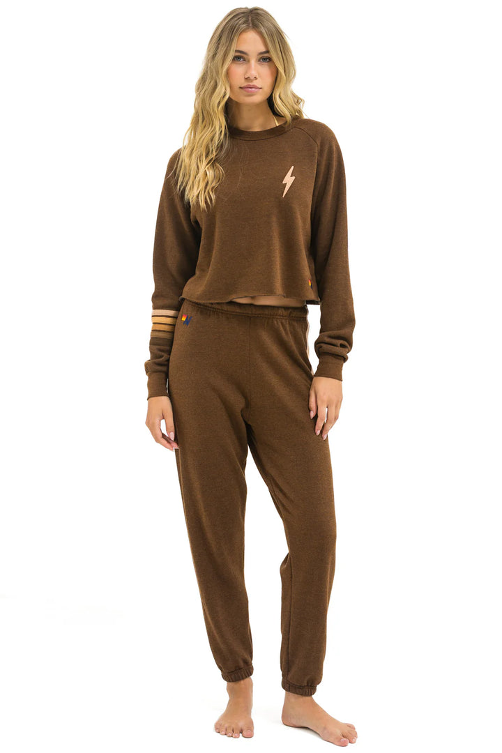 Aviator Nation 5 Stripe Sweatpants - Chocolate/ Espresso