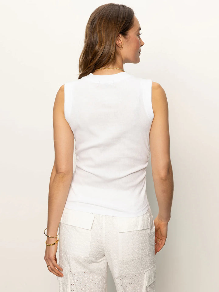 Sanctuary Ribbed Rouched Tank White