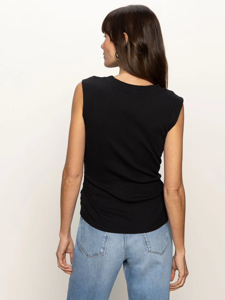 Sanctuary Black Ribbed Rouched Tank