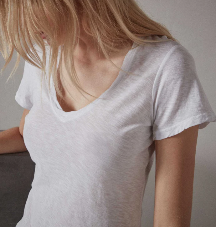 James Perse Sheer Slub V Neck Tee