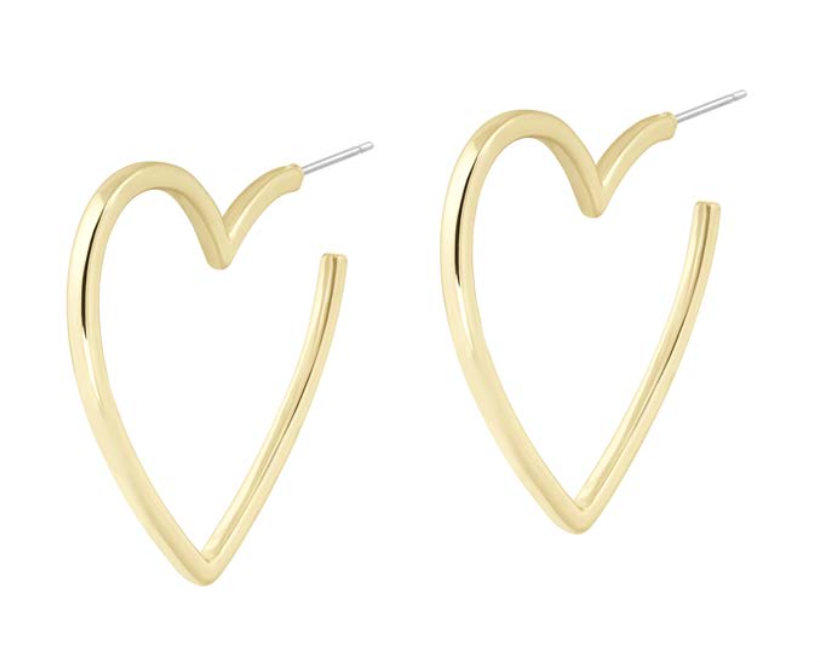 Electric Picks Heart Hoops Gold