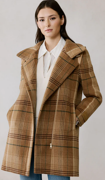 Soia & Kyo Kiana Plaid Moto Coat
