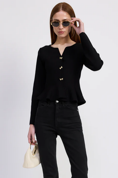 En Saison Idah Cardigan Black Gold