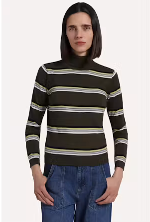Minnie Rose Striped Turtle Neck - Army Combo