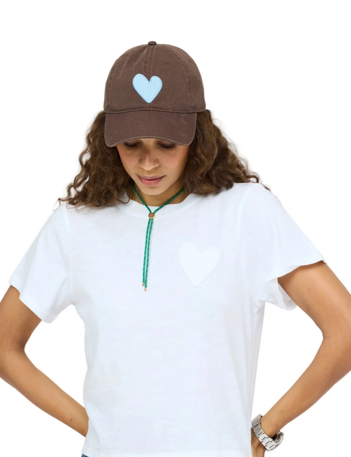 Kerri Rosenthal Imperfect Heart Baseball Hat - Cocoa/Chambray