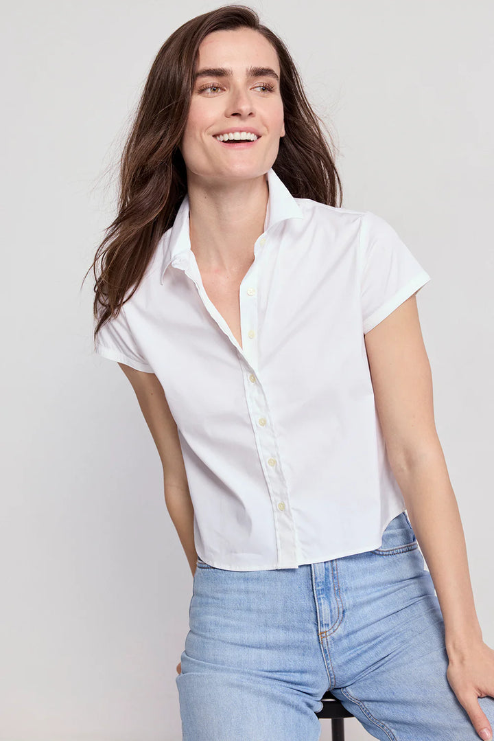 The Shirt The Boxy Short Sleeve Cropped Shirt White