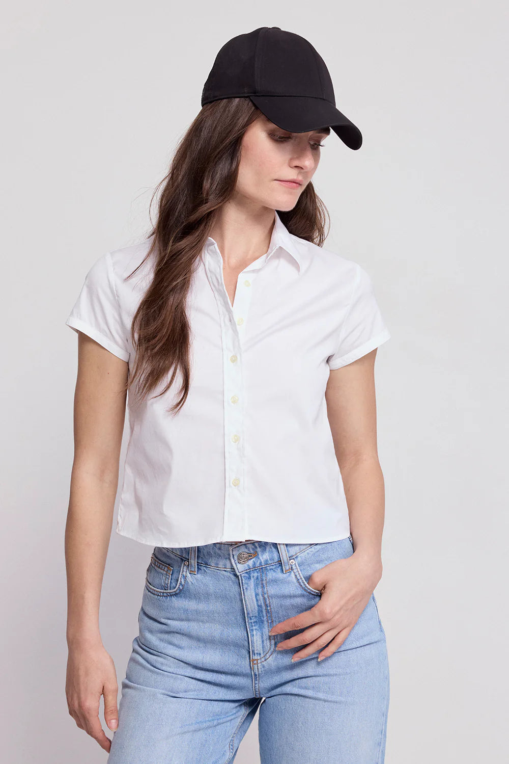 The Shirt The Boxy Short Sleeve Cropped Shirt White