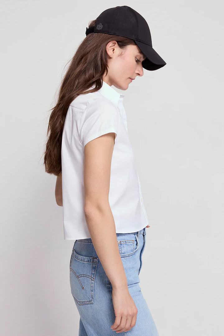The Shirt The Boxy Short Sleeve Cropped Shirt White