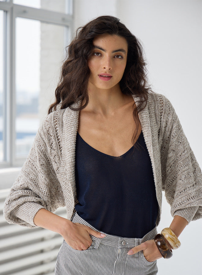Autumn Cashmere Tweedy Pointelle Cocoon Shrug