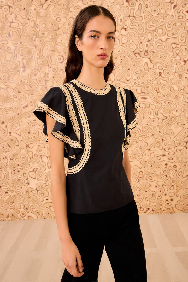 Ulla Johnson Anora Flutter Sleeve Top