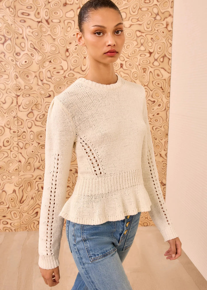 Ulla Johnson Aurelie Long Sleeve Peplum Pullover