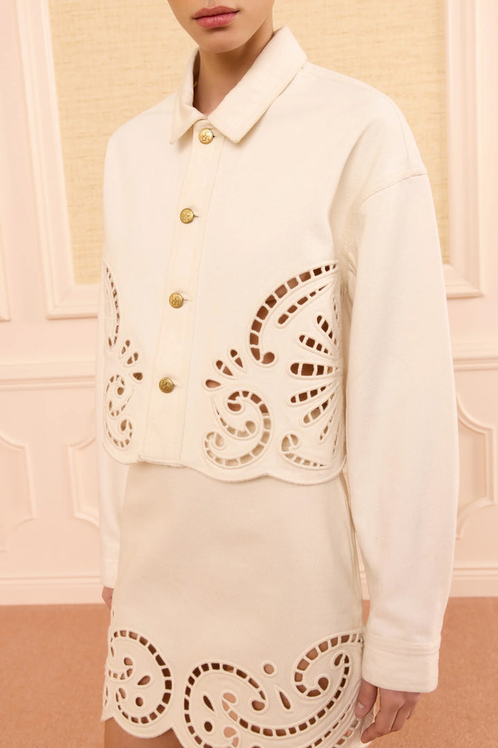 ULLA JOHNSON BOBBI EYELET JACKET COWRIE