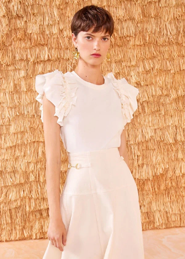 Ulla Johnson Leia Ruffle Sleeve Top