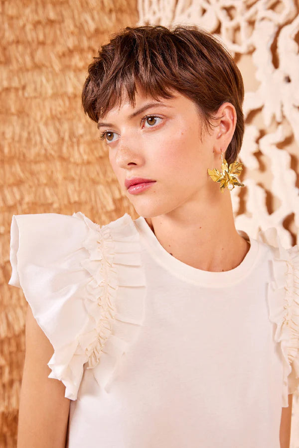 Ulla Johnson Leia Ruffle Sleeve Top