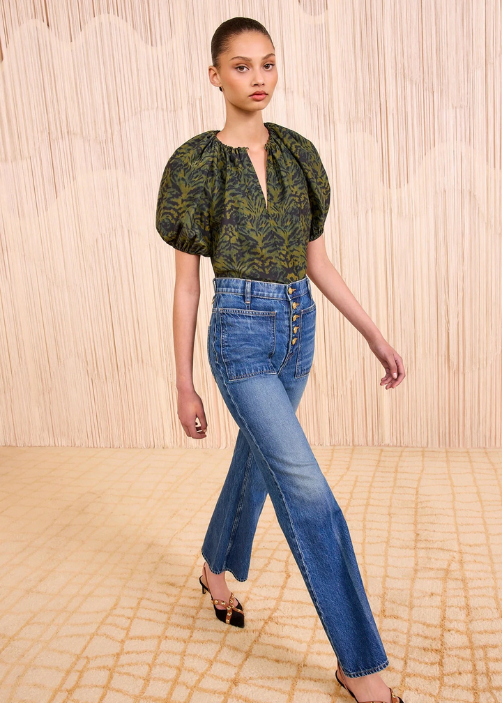 Ulla Johnson Talie Silk Short Sleeve Blouse