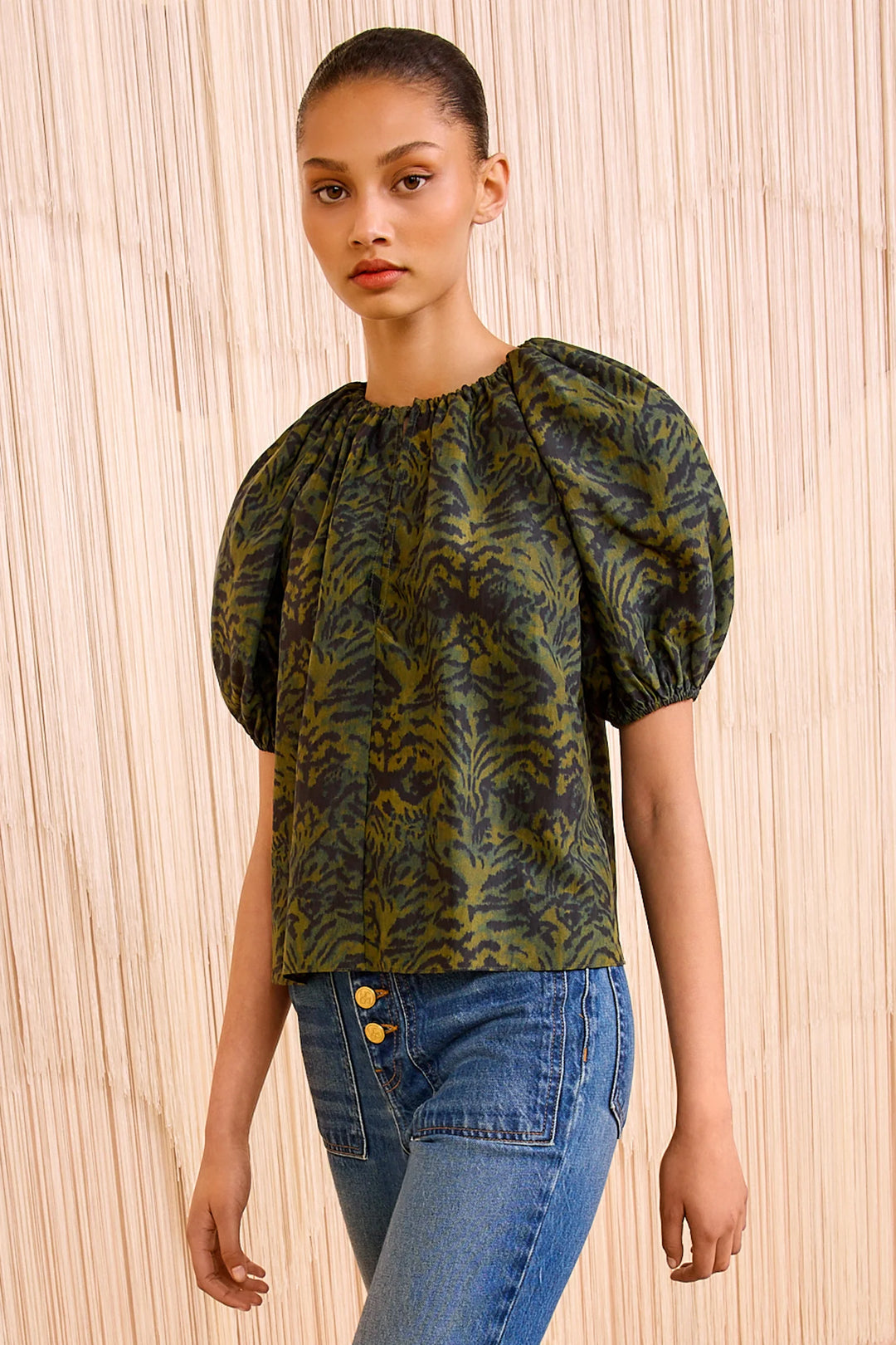 Ulla Johnson Talie Silk Short Sleeve Blouse