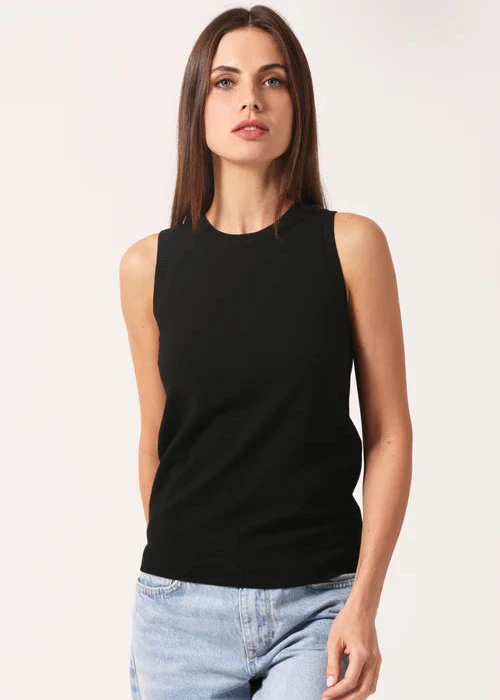 Minnie Rose Viscose Crew Tank Black