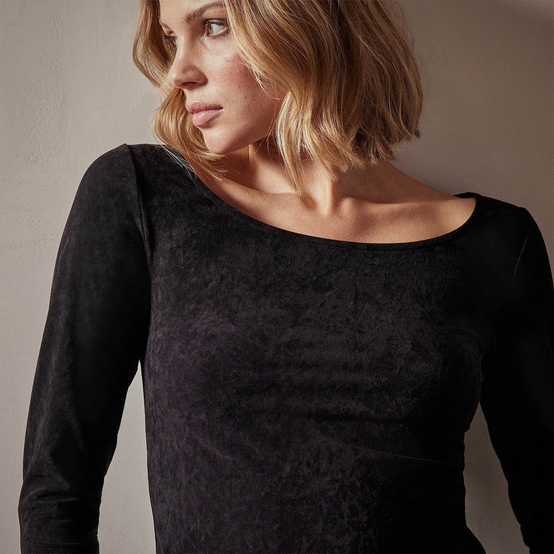 James Perse Stretch Velvet Scoop Neck Top