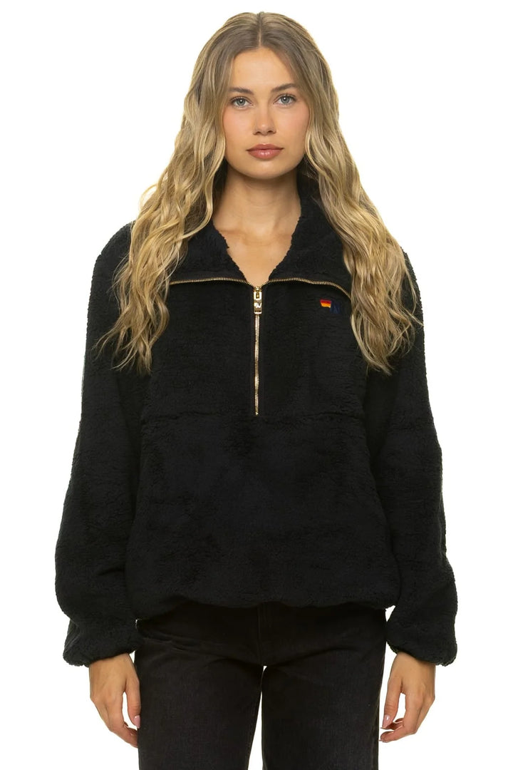 Aviator Nation Teddy Apres Half Zip Jacket - Black