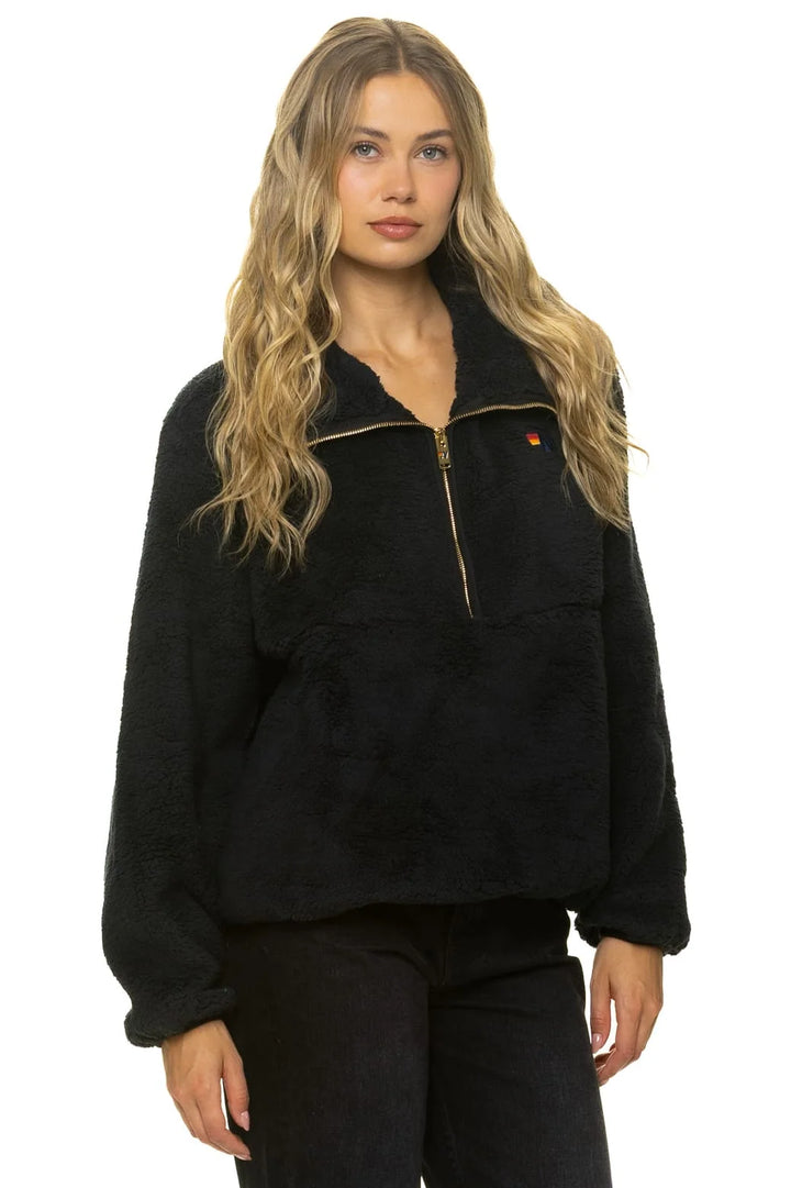 Aviator Nation Teddy Apres Half Zip Jacket - Black