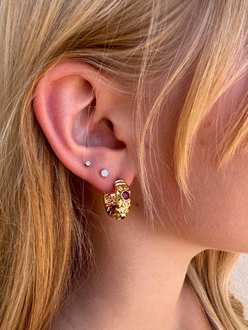 Jessica Matrasko Jewelry - Elizabeth Textured Mini Hoop Earrings