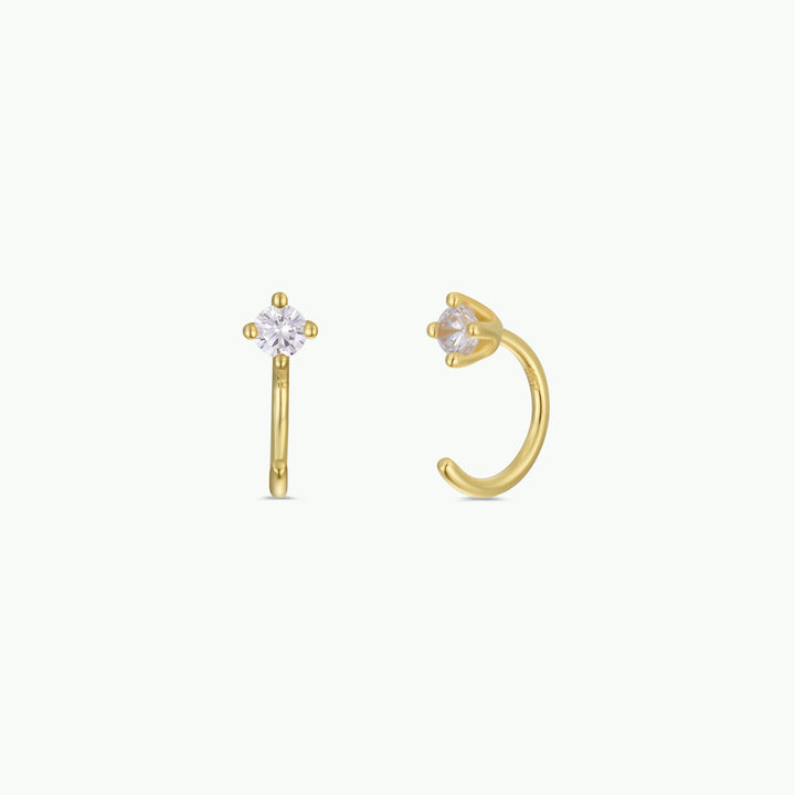 JaxKelly - CZ Huggies - White - Gold Earrings