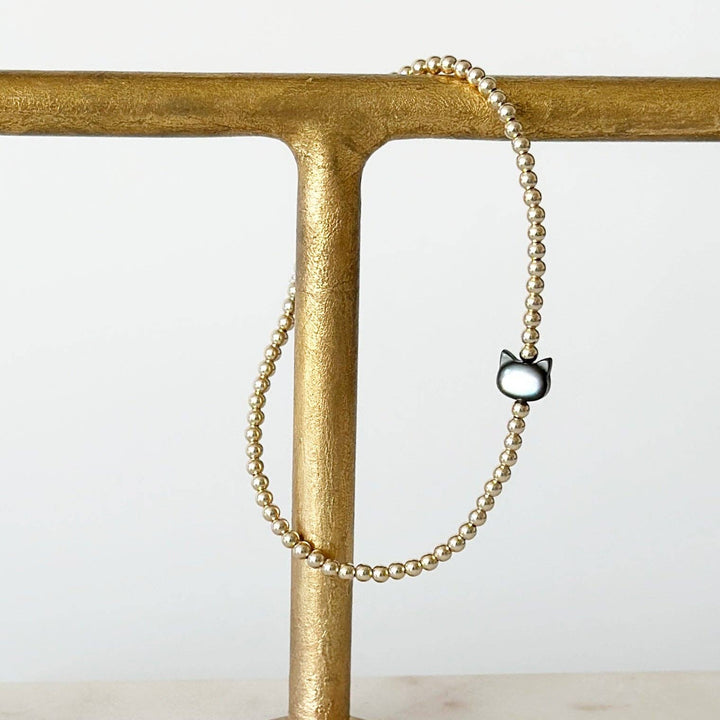 Jeny Baker Designs - Black Cat Gold Bead Bracelet