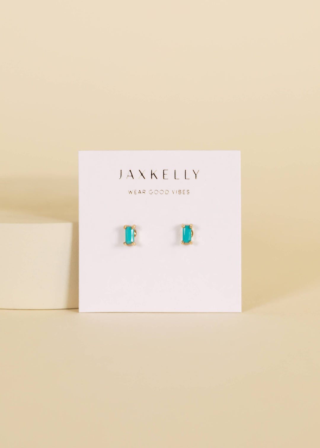 JaxKelly - Baguette - Turquoise - Gold Earrings