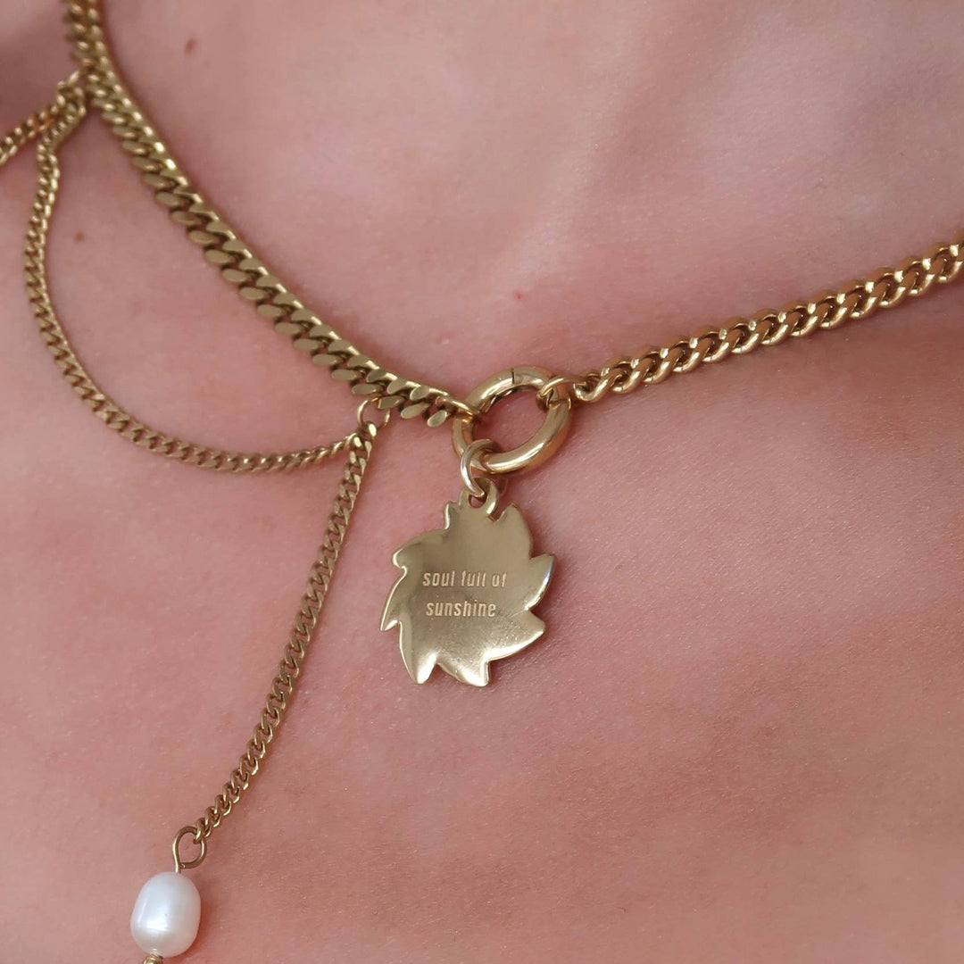 Namaste Jewelry - Sun and Moon Necklace- Gold