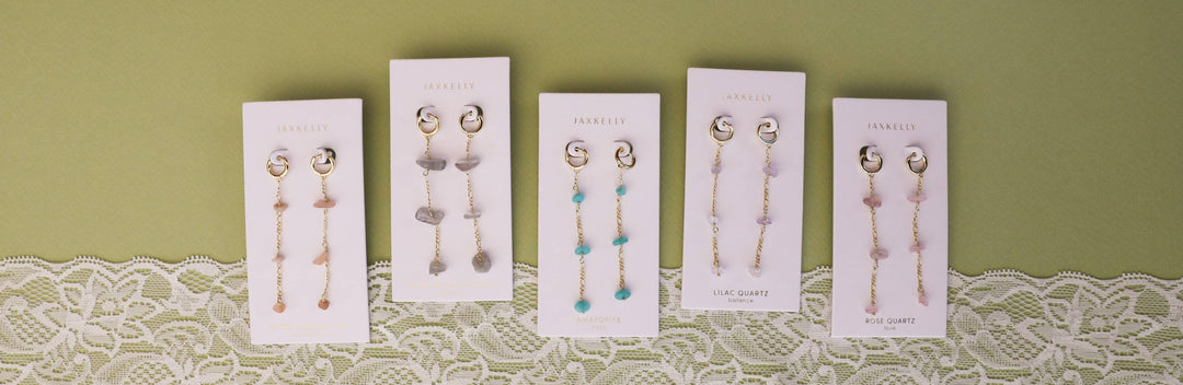 JaxKelly - Raw Gemstone Chain Drop Earring - Amazonite