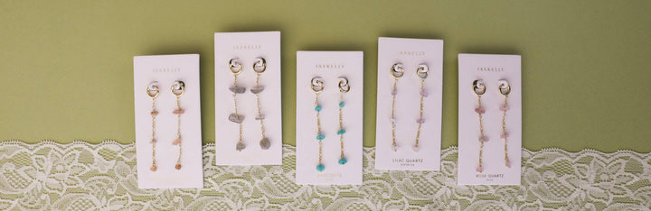 JaxKelly - Raw Gemstone Chain Drop Earring - Amazonite