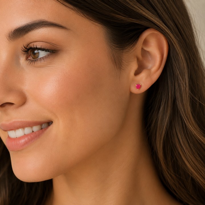 JaxKelly - Puffed Pink Opal Heart Earrings