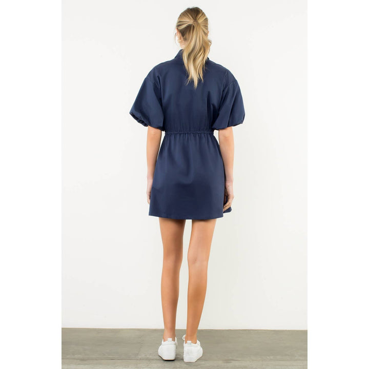 THML THS1700 Half Zip Drawstring Dress Navy