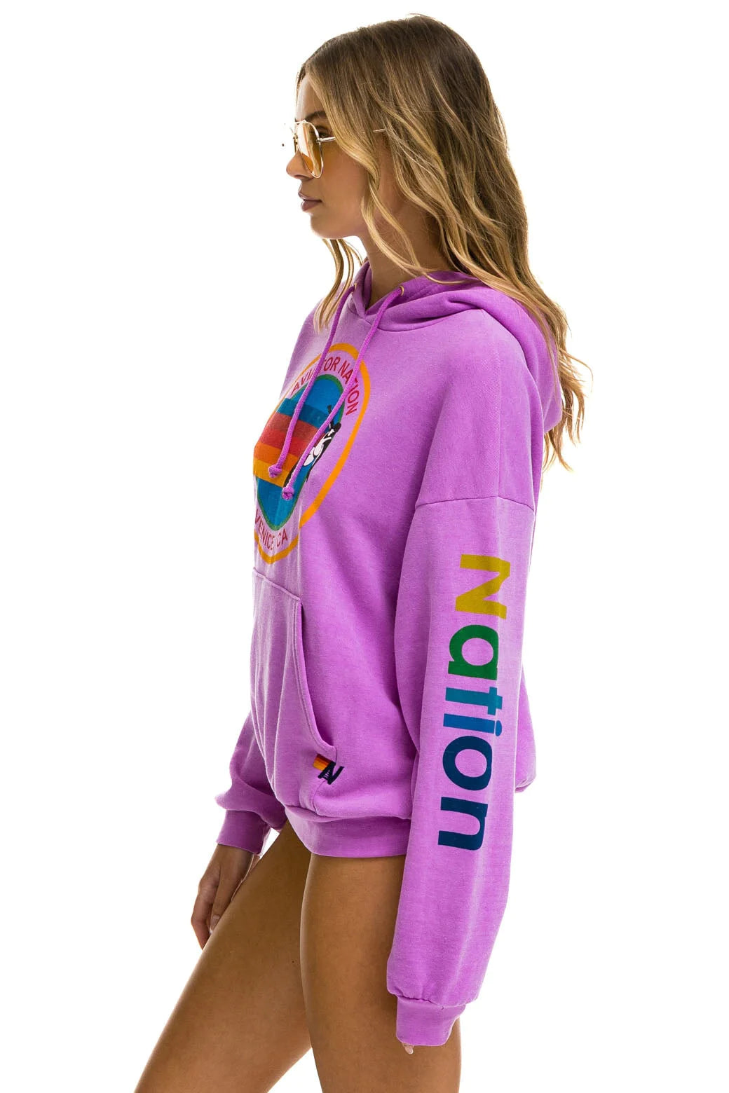 Aviator Nation Relaxed Pullover Hoodie - Neon Purple